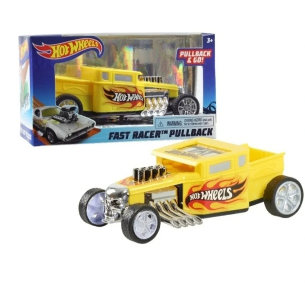 Hot Wheels Kids Pullback & Go Fast Racer Yellow Bone Shaker Car Ages 3+